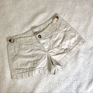 Cute Khaki Mid-rise Shorts with Adjustable Waist